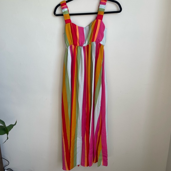 NWT Show Me Your Mumu Fling Midi Dress in getaway stripe. Rainbow colored - Picture 4 of 11